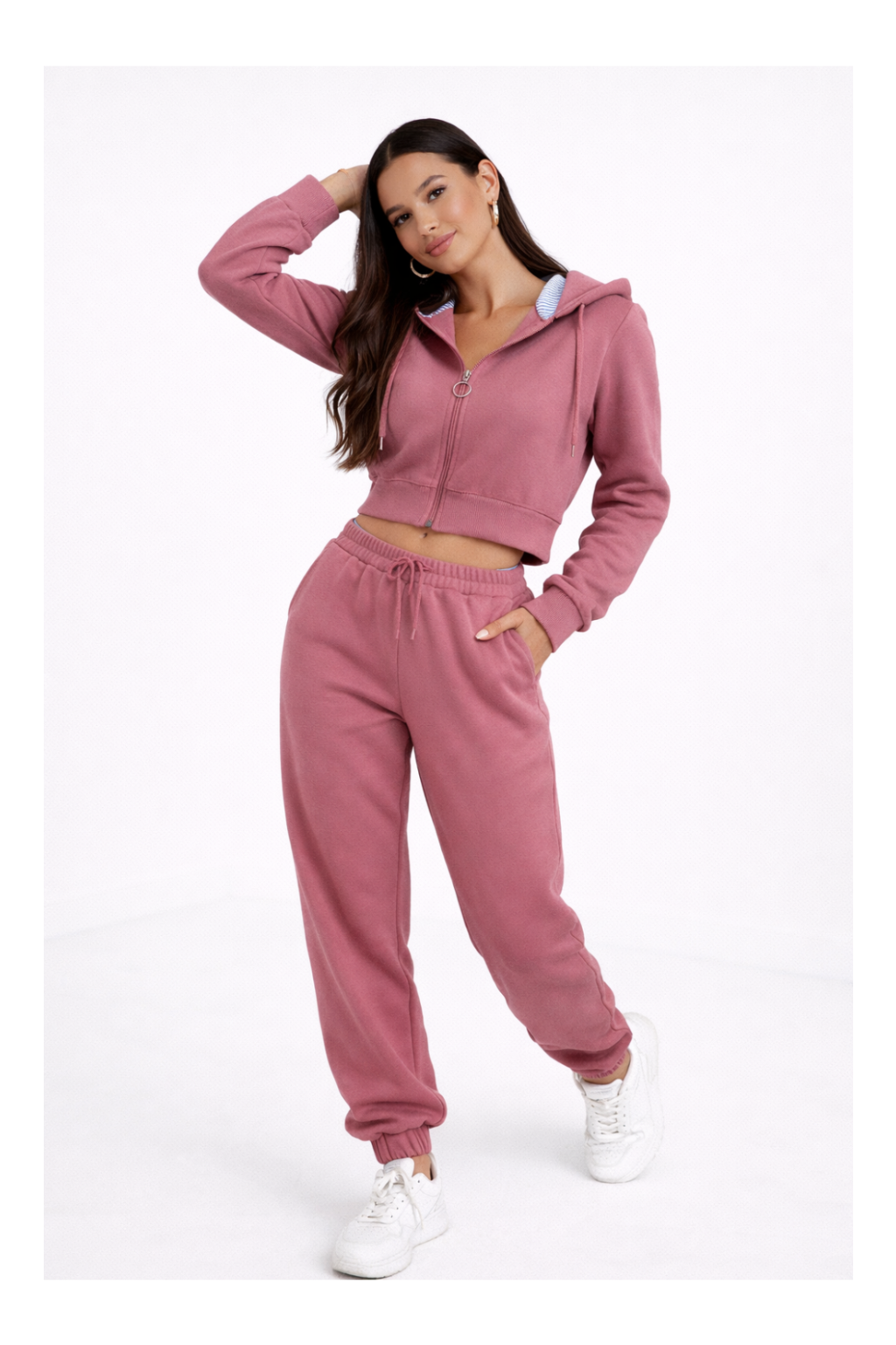 Compleu sport femei din bumbac – set Caty cu pantaloni jogger - MEQUEEN