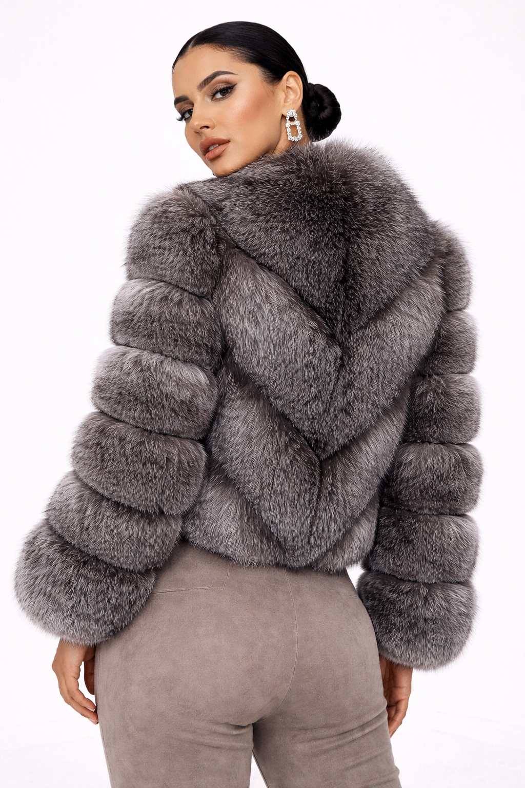 Jachetă din blană naturală Silver Ice - MEQUEEN