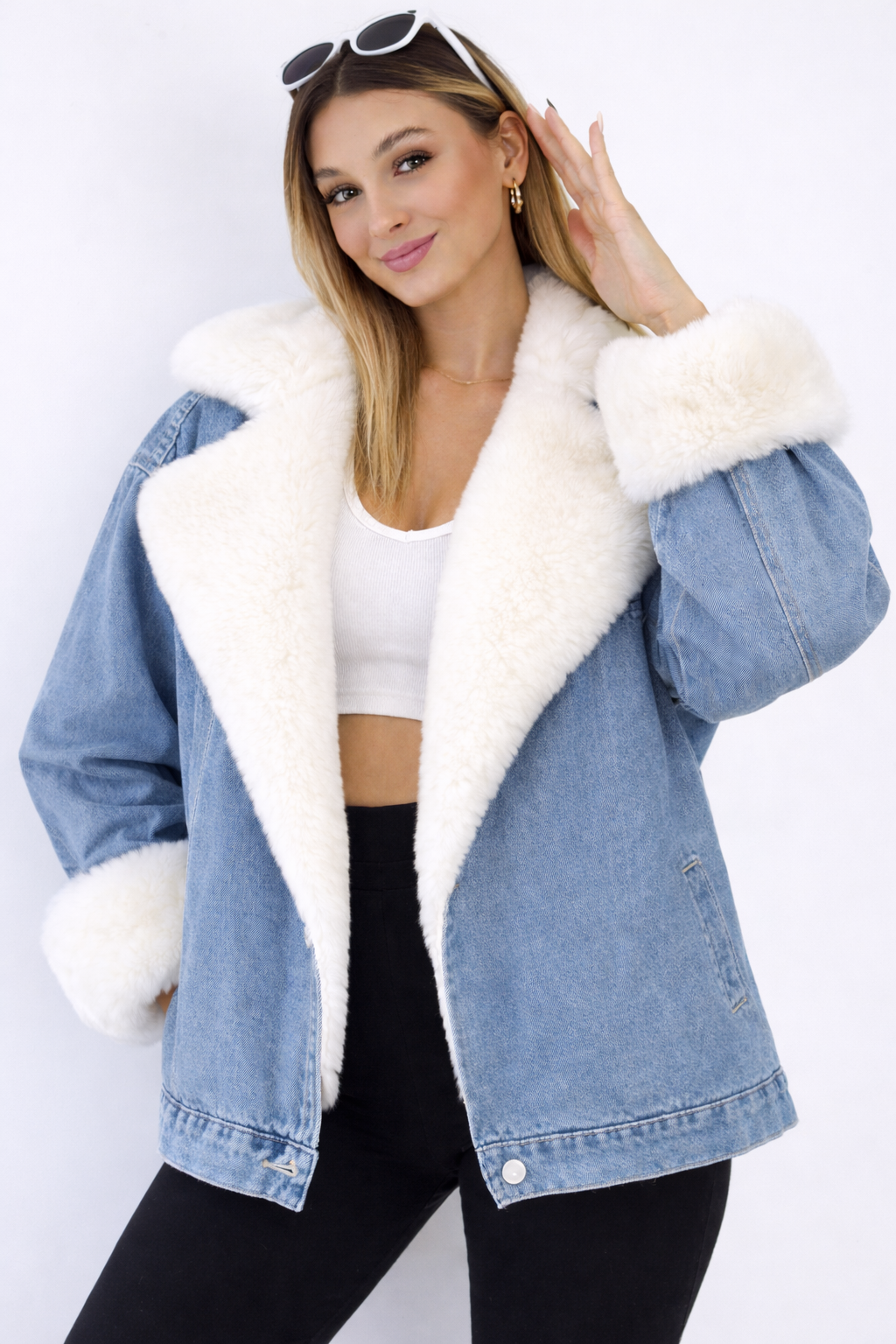 Geacă Denim de Damă cu Blană Căptușită pentru Iarnă - MEQUEEN