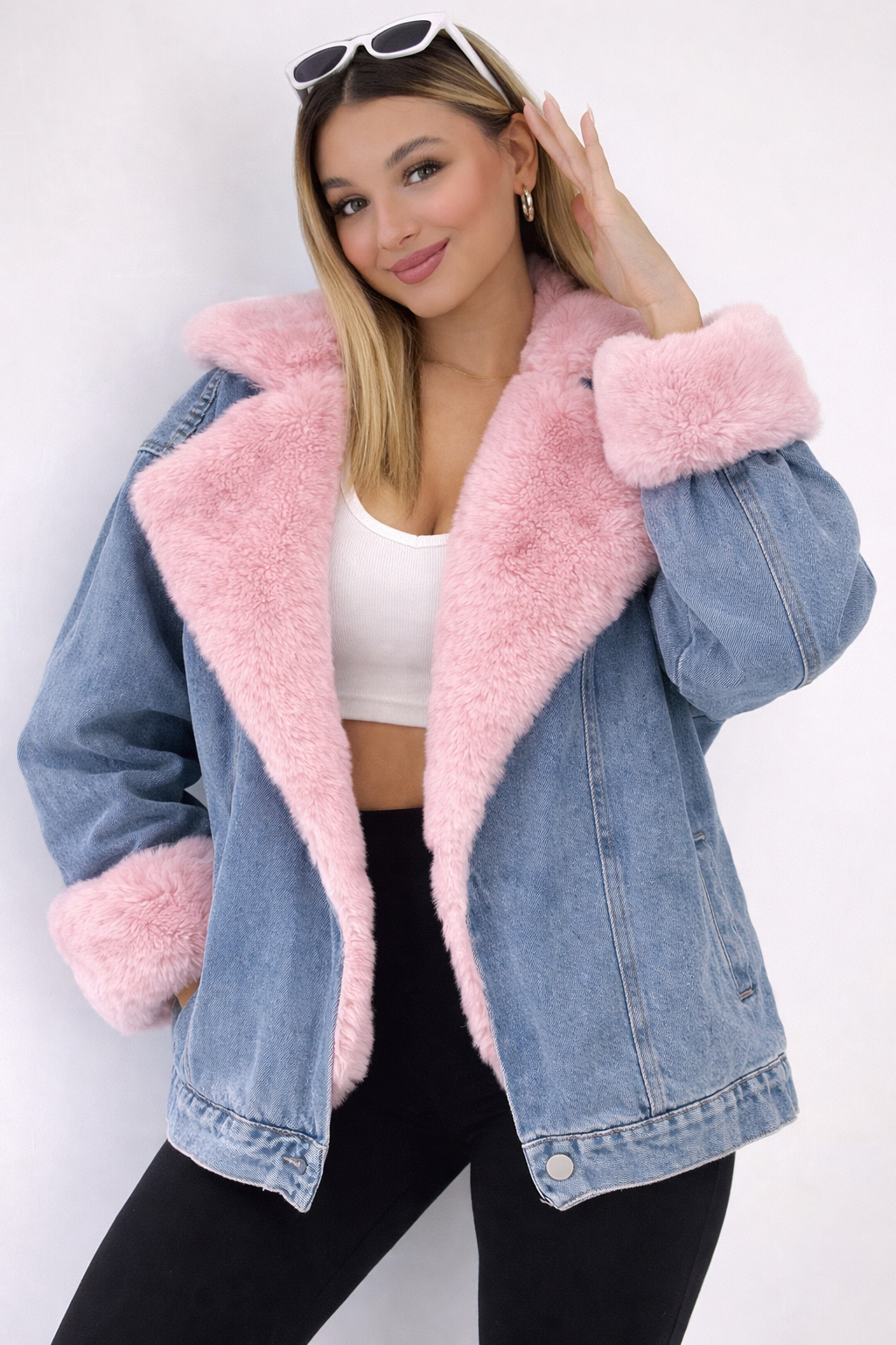 Geacă Denim de Damă cu Blană Căptușită pentru Iarnă - MEQUEEN