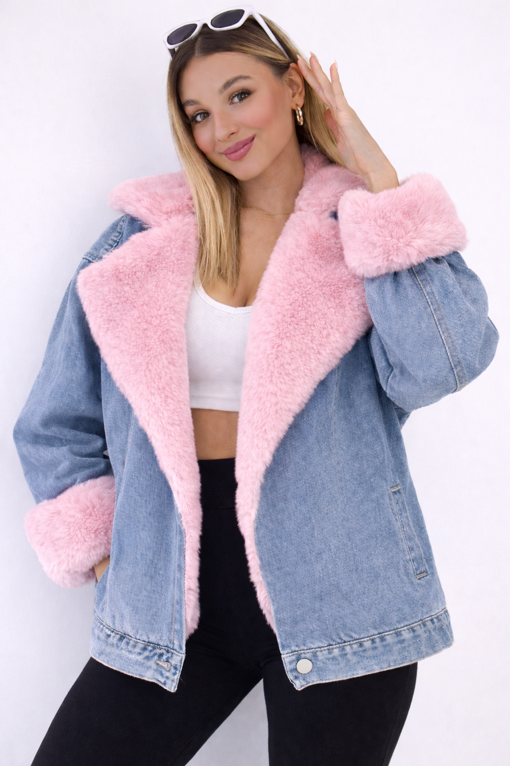 Geacă Denim de Damă cu Blană Căptușită pentru Iarnă - MEQUEEN