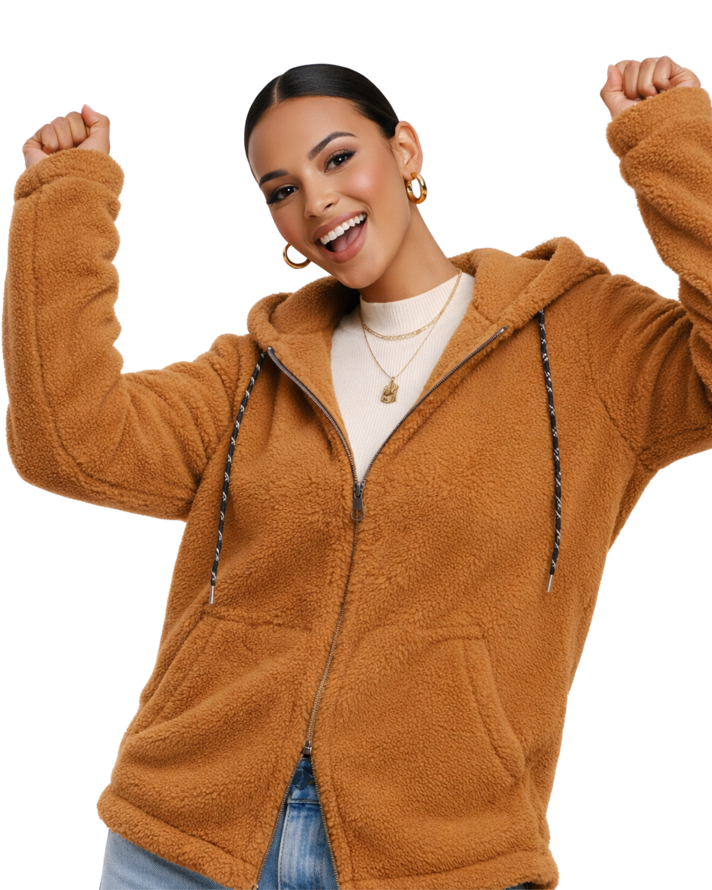 Jachetă cu glugă, croială lejeră (relaxed fit/oversize scurt) și închidere cu fermoar, perfectă pentru un stil urban și confortabil.