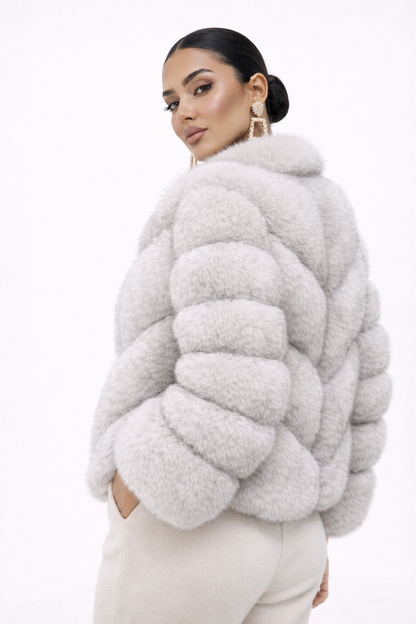Jachetă din blană naturală Silver Ice - MEQUEEN