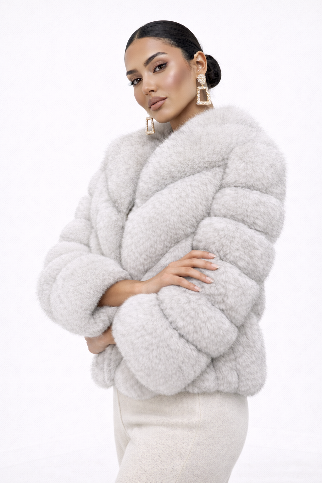 Jachetă din blană naturală Silver Ice - MEQUEEN