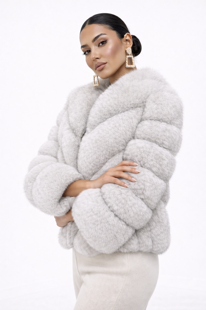 Jachetă din blană naturală Silver Ice - MEQUEEN