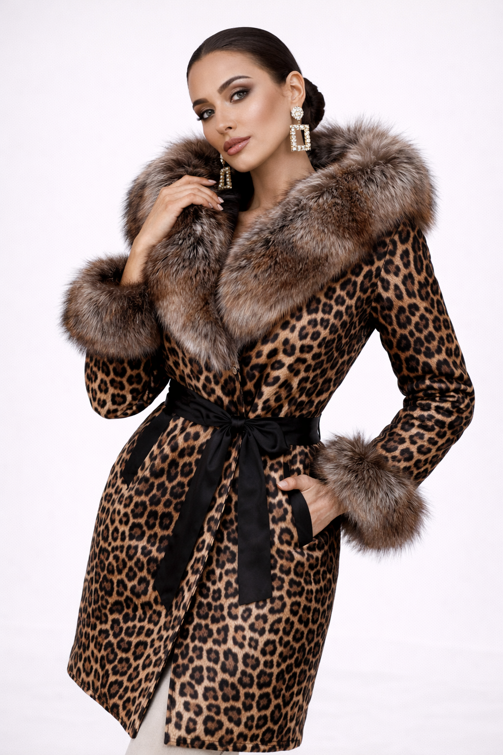 Palton din Blană Naturală Leopard Royal - MEQUEEN