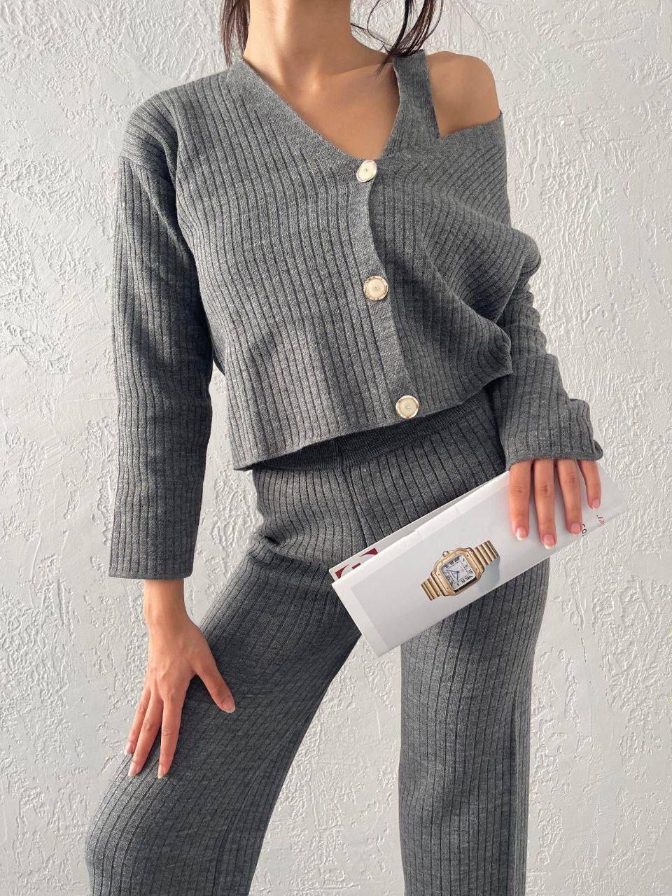 Compleu 3 piese MIRA-Set tricotat 3 piese (cardigan, top, pantaloni) - MEQUEEN