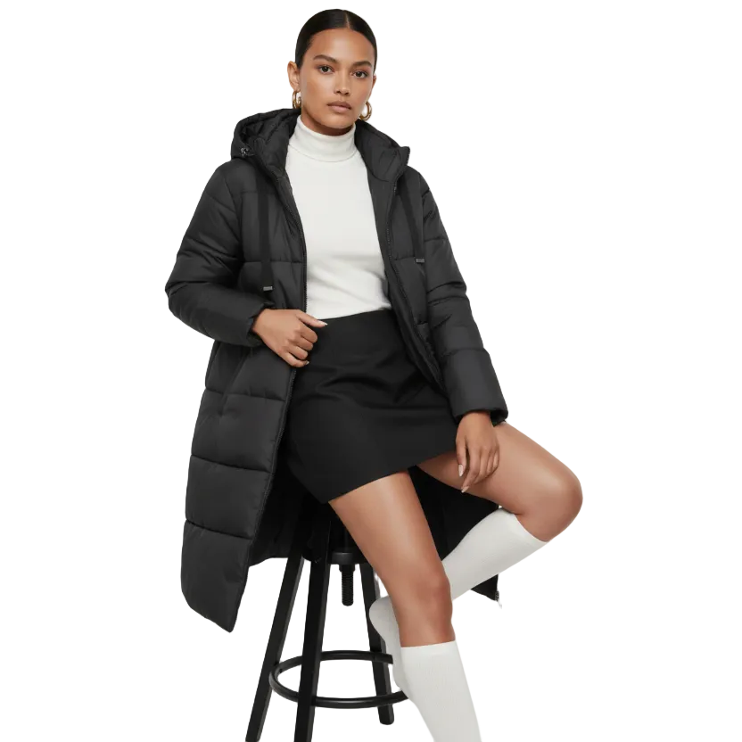 Geaca Ranya-Geacă lunga  negru - MEQUEEN