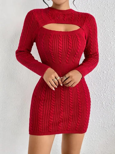 Rochie Mini Tricotată "Amaya" cu Decupaj Statement